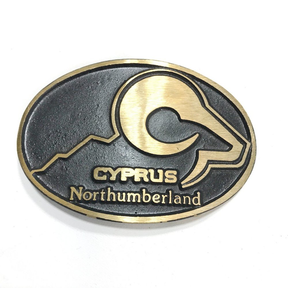 VTG Cyprus Coal Co Mining Northumberland UK Brass Belt Buckle Like New Condition